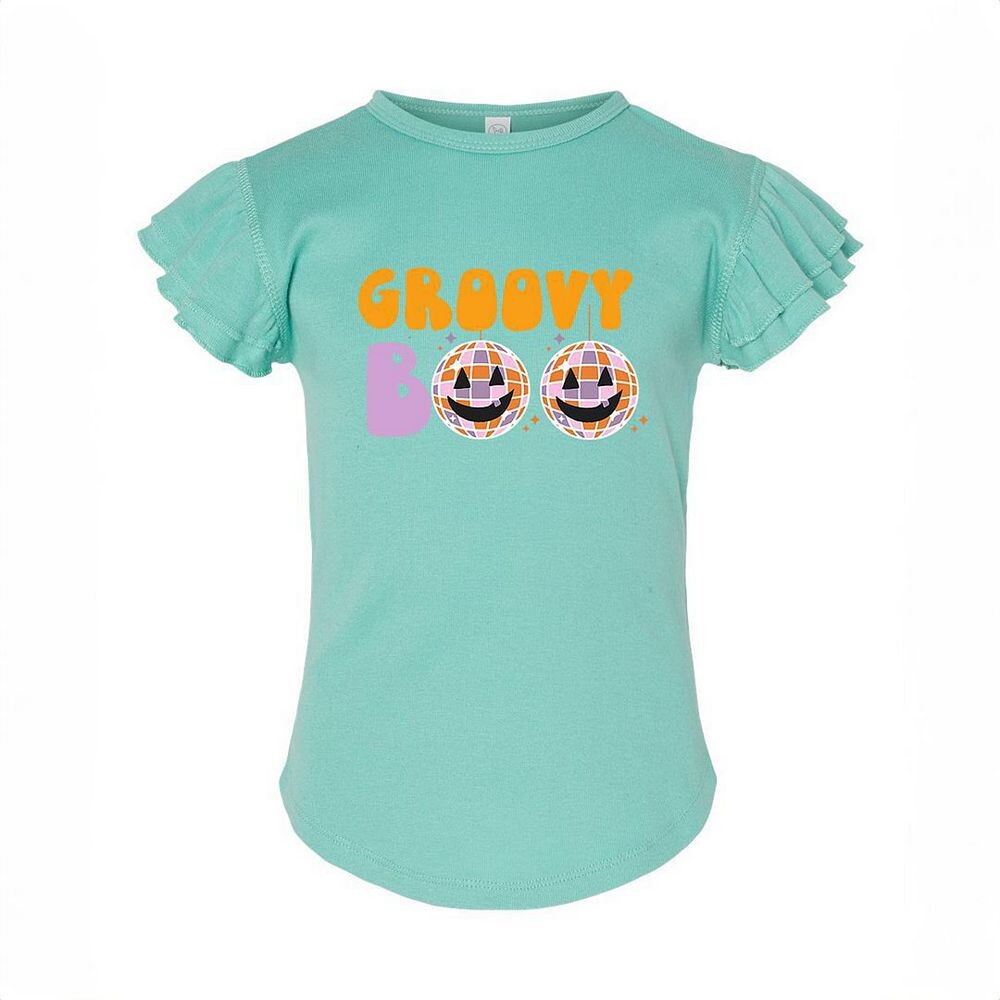 

Футболка с развевающимися рукавами и рисунком Groovy Boo для малышей The Juniper Shop, цвет Seafoam