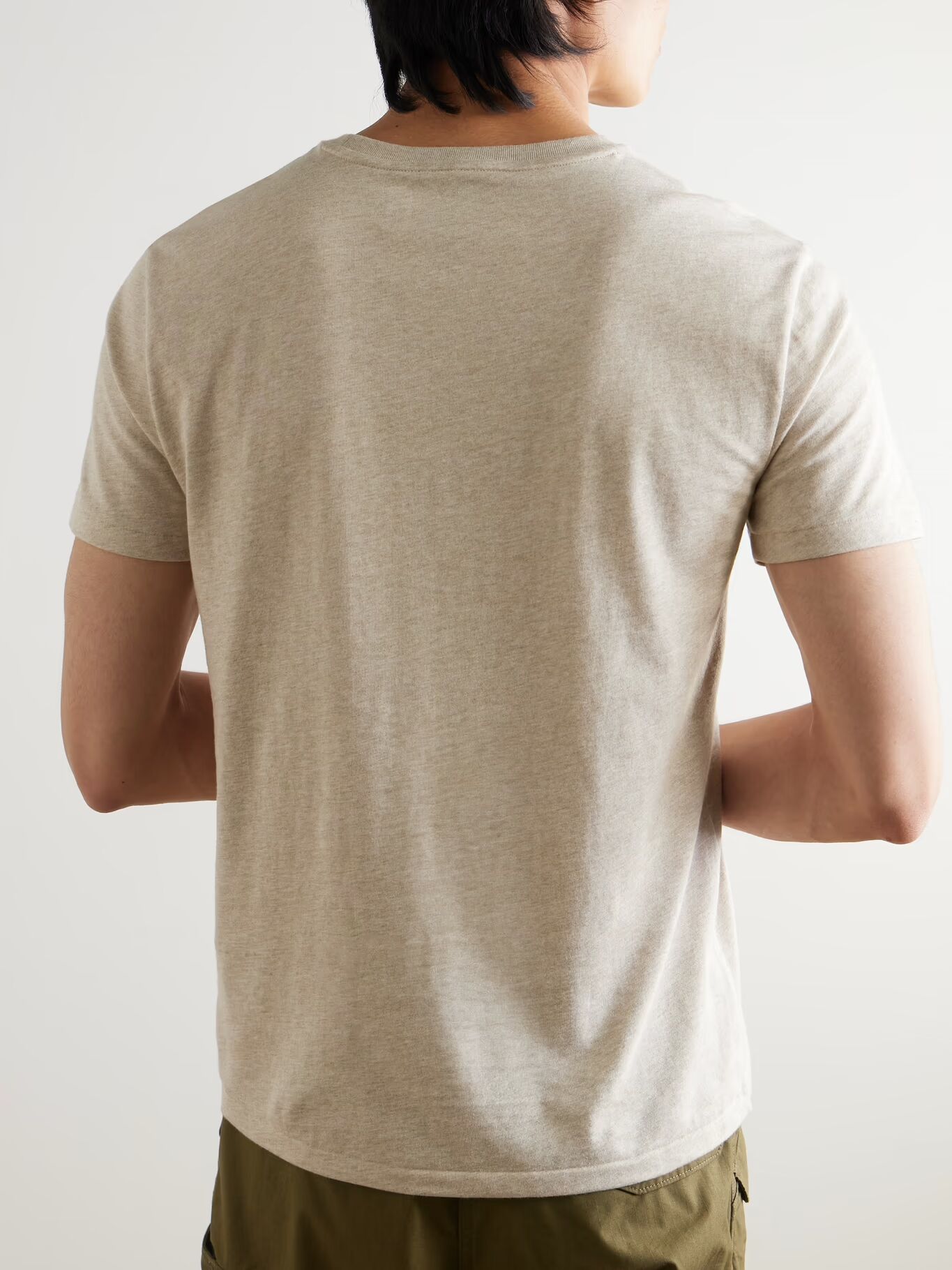 Футболка Slim-Fit из меланжевого хлопкового джерси с вышитым логотипом POLO RALPH LAUREN, бежевый — фото 4