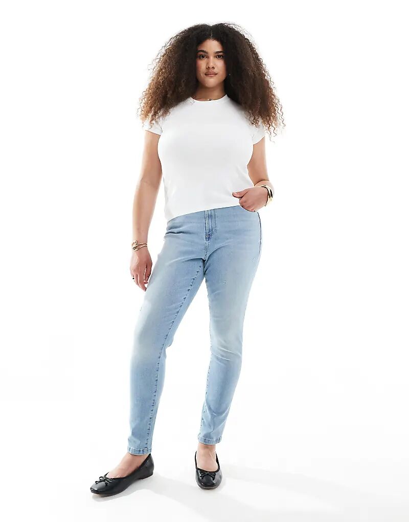 

Джинсы-скинни Vero Moda Curve Phia с высокой посадкой светло-голубого цвета