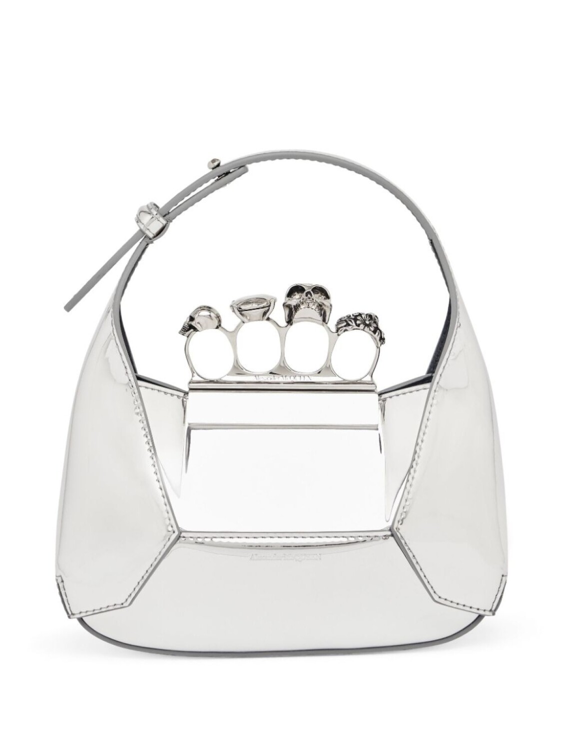 

Alexander McQueen мини-сумка Jewelled Hobo с эффектом металлик, серебристый