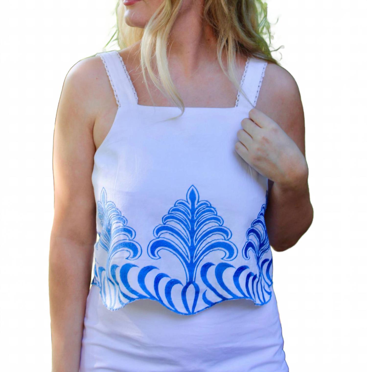 

Роуэн Белый топ с вышивкой и тонкими бретелями CIEBON