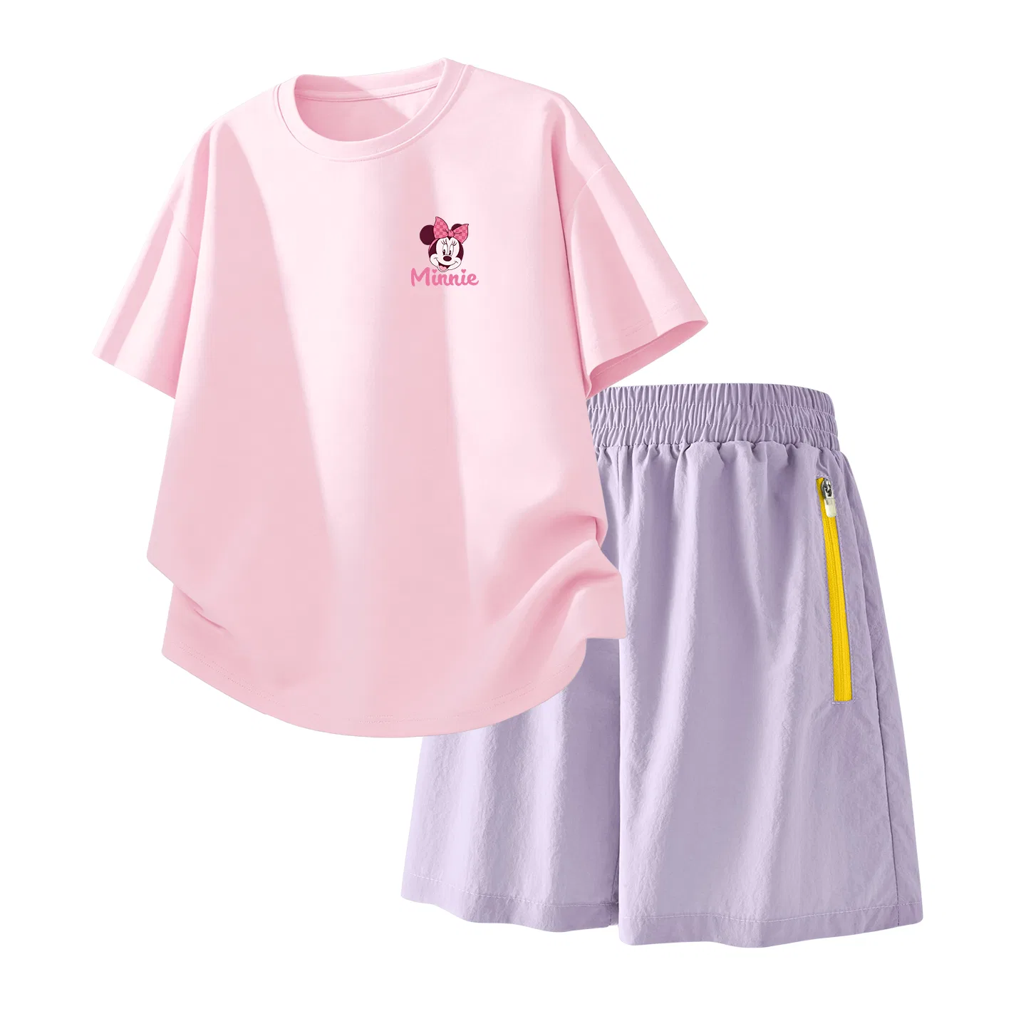 Детский спортивный костюм Casual Sportswear 2 Piece Set Disney, Di Fa Pao K Pearl Powder+Solid Color Taro Paste Purple