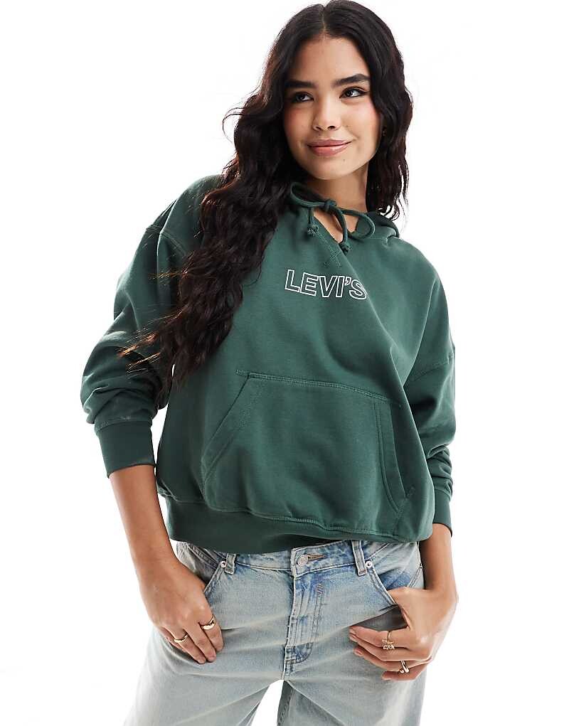 

Зеленое худи Levi's – Rickie – с графическим принтом
