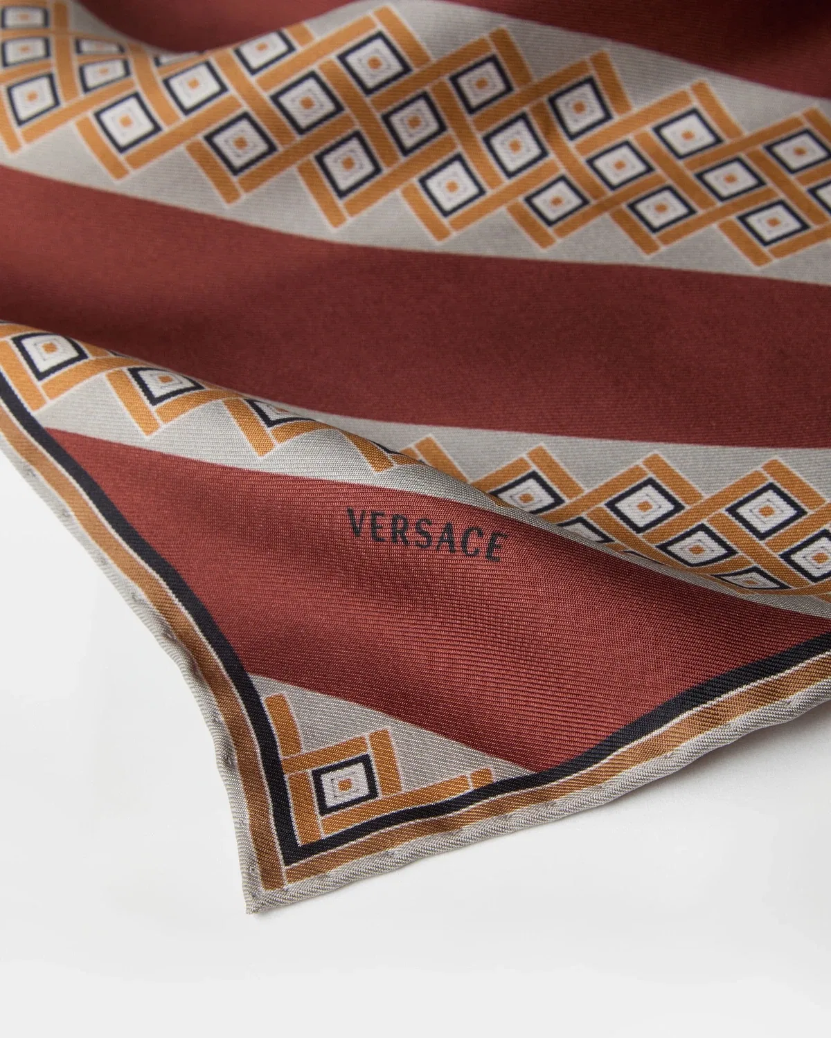 Платок-паше из шелкового твила с принтом VERSACE, бордовый — фото 2