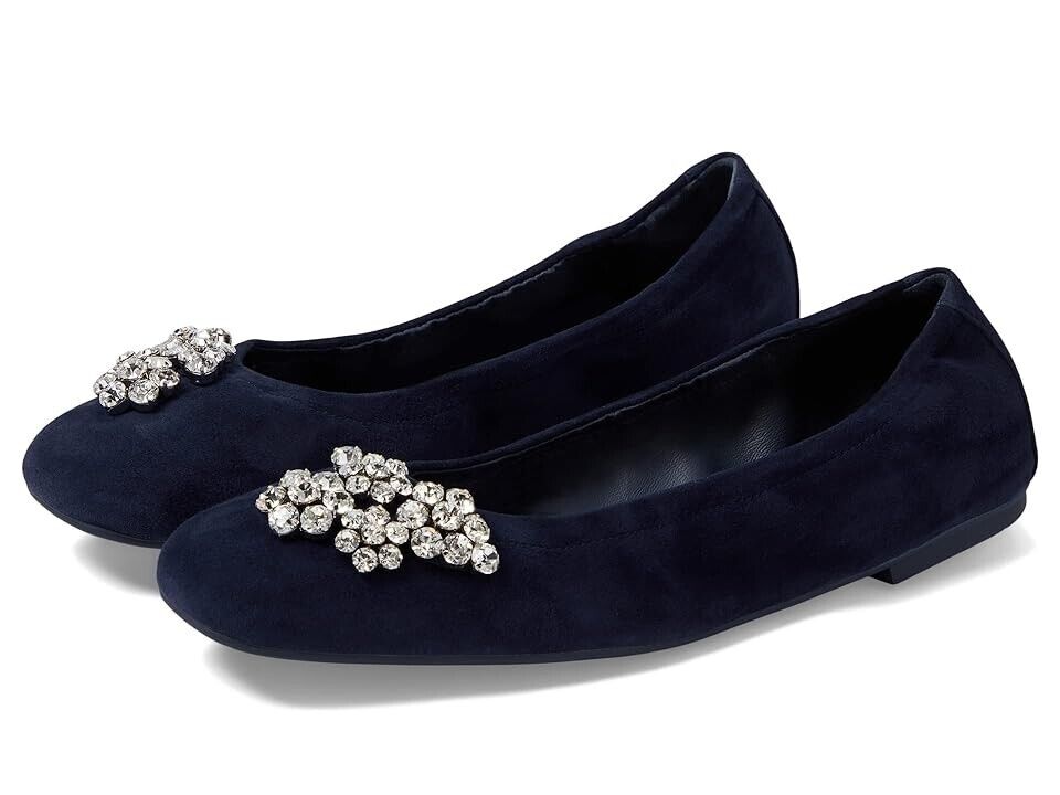 Stuart Weitzman Crystal Fleur Балетки Женские 6.5 Красивый синий Квадратный носок KHD842