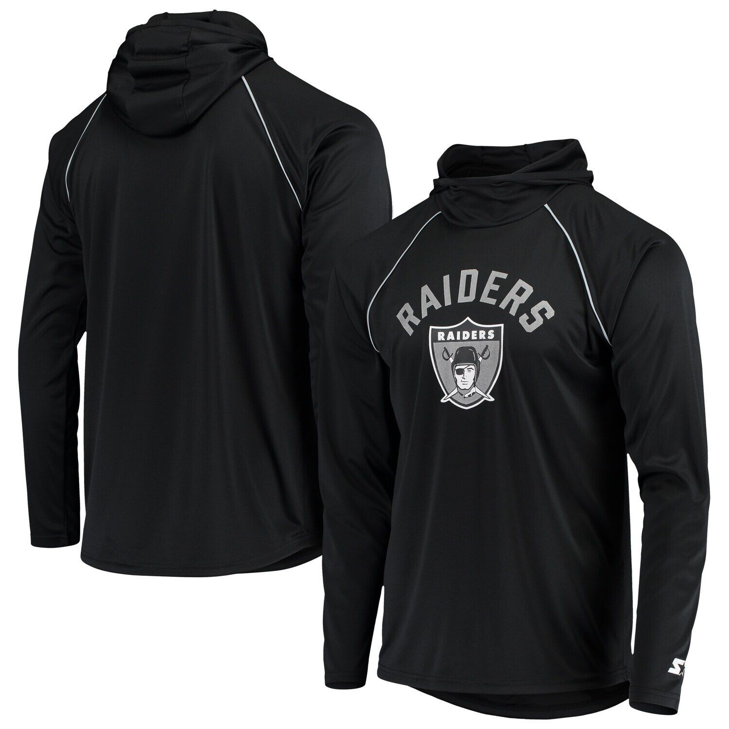 

Мужская черная футболка с капюшоном и длинными рукавами Las Vegas Raiders Throwback реглан Starter, Черный, Мужская черная футболка с капюшоном и длинными рукавами Las Vegas Raiders Throwback реглан Starter