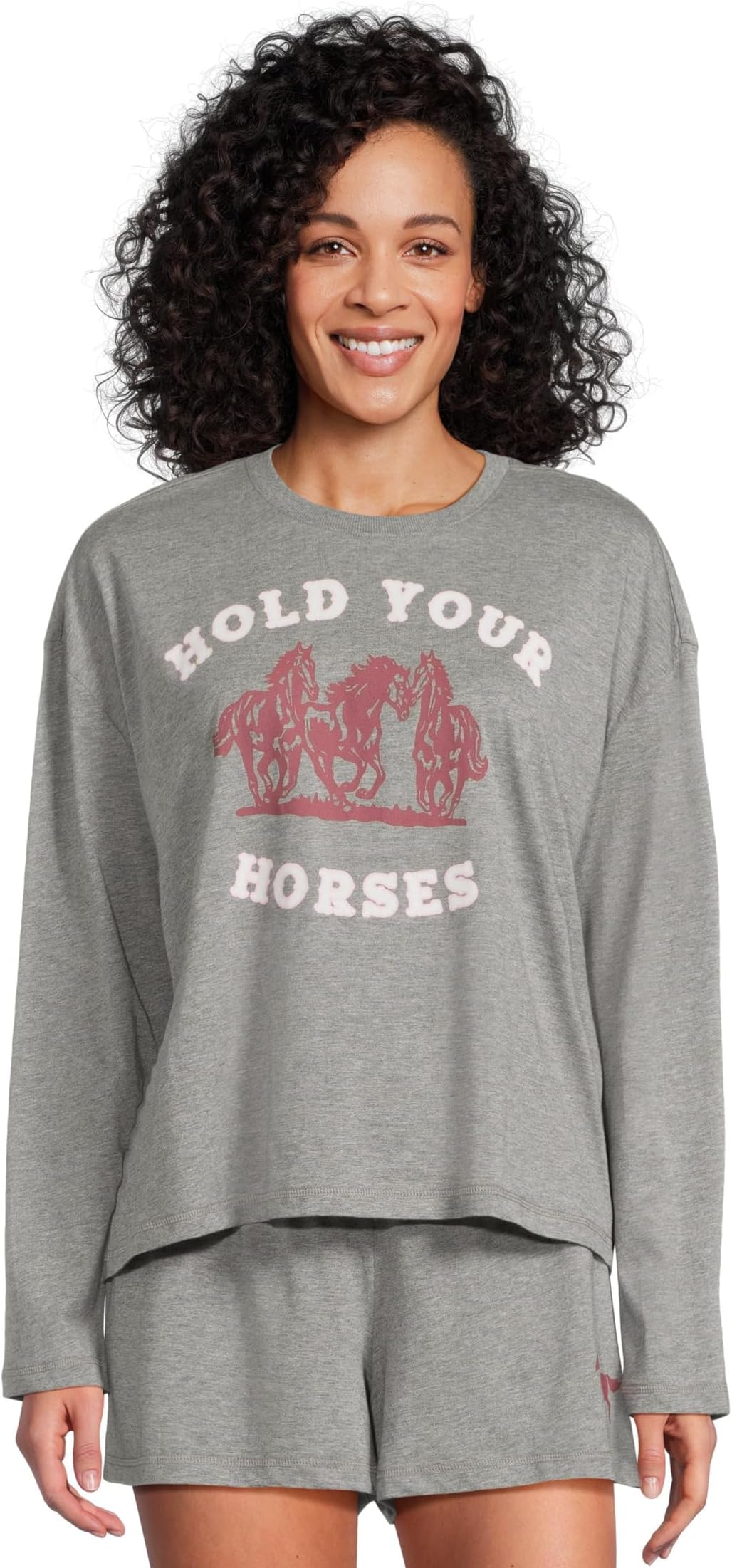 

Женская короткая пижама Hold Your Horses P.J. Salvage, Dark Heather Grey