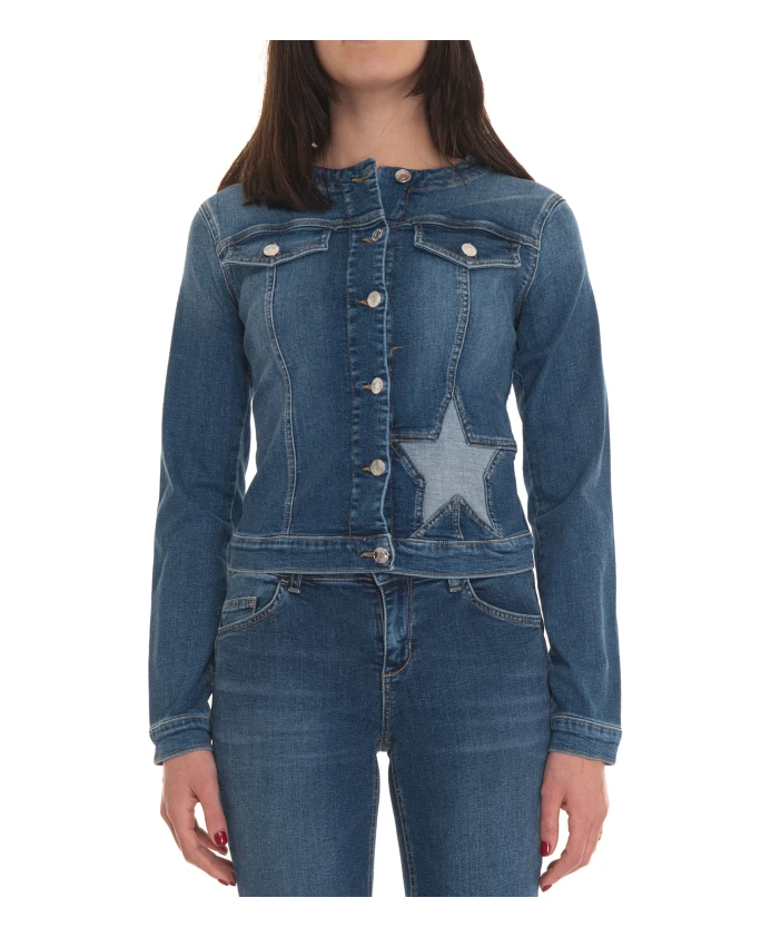 

Джинсовая куртка-харрингтон с карманом Liu Jo, синий