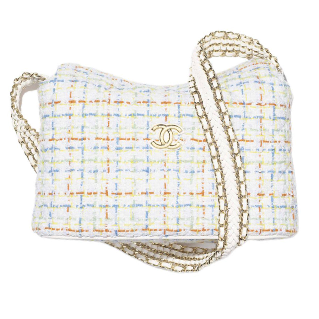 

CHANEL Хлопковая сумка через плечо женская белая разноцветная