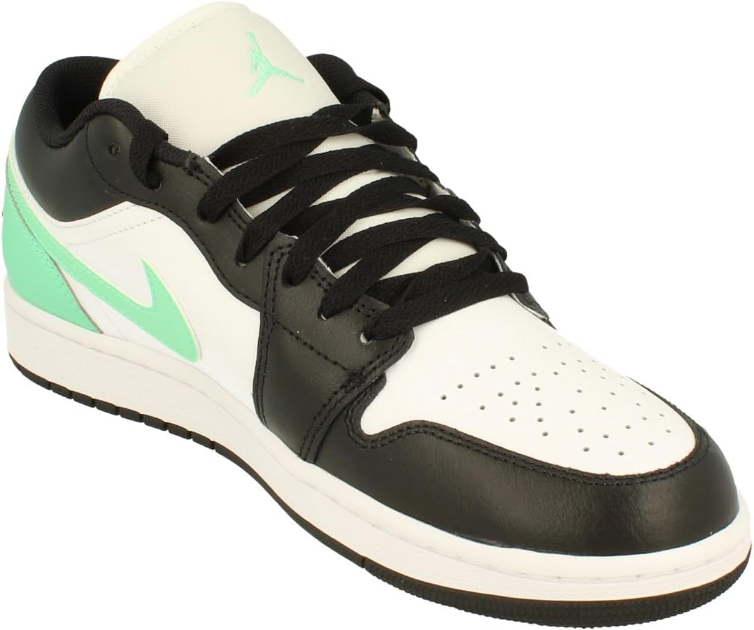 Мужские кроссовки Nike Air Jordan 1 Low, белый/черный/зеленый — фото 4