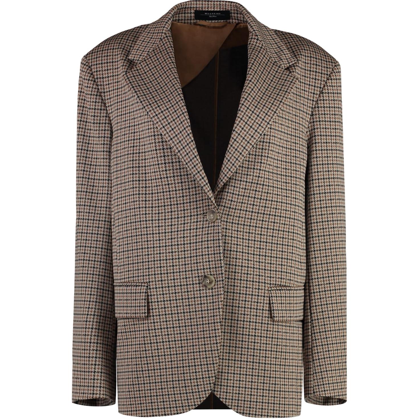 

WEEKEND MaxMara Уикенд Макс Мара Однобортный жакет из жаккарда велетта, Brown