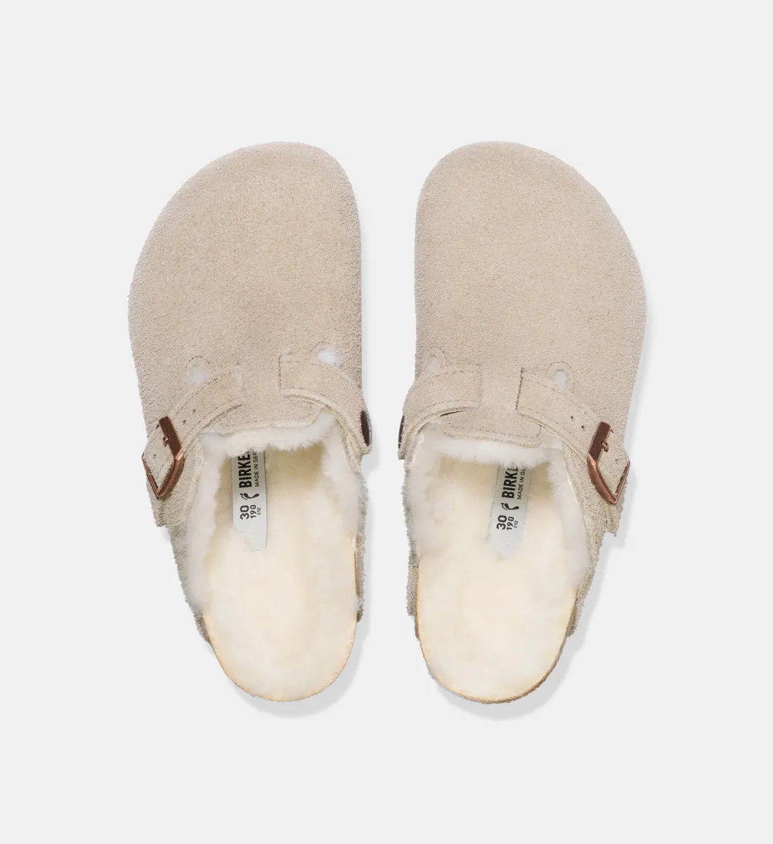 Сабо Boston из меховой кожи BIRKENSTOCK, бежевый — фото 3