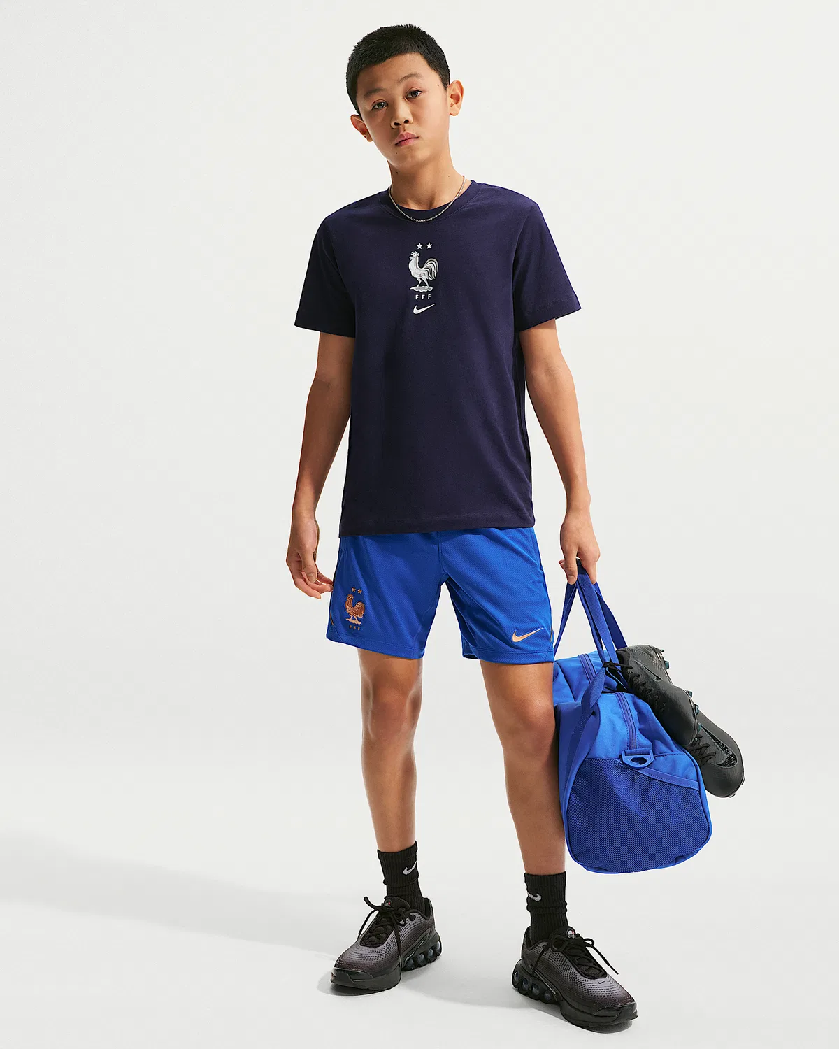 Большие детские шорты Nike Dri-FIT Soccer Knit Shorts FFF Strike, Game Royal/Monarch/Blackened Blue/Metallic Copper