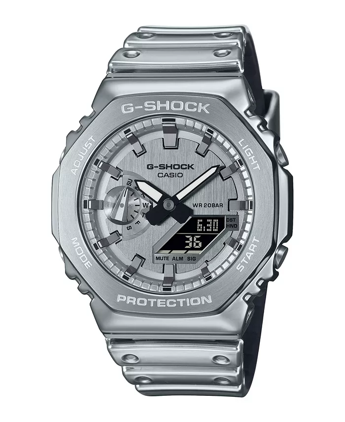 

Мужские часы с серебристым силиконовым ремешком, 44.4 мм G-Shock