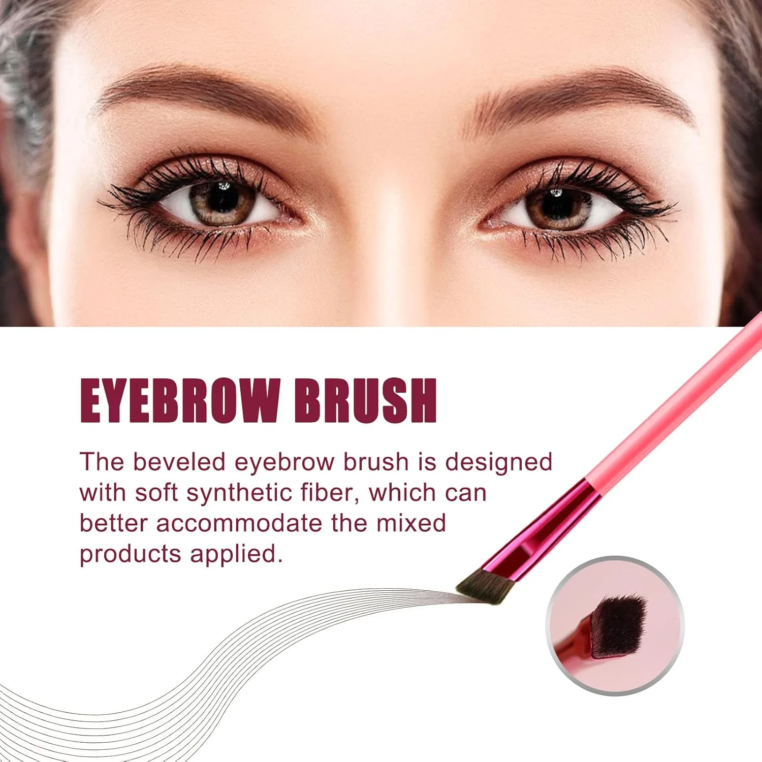 Кисть для бровей 4D Hair Stroke Blow Stamp Brush Pureadee темно-коричневый — фото 2