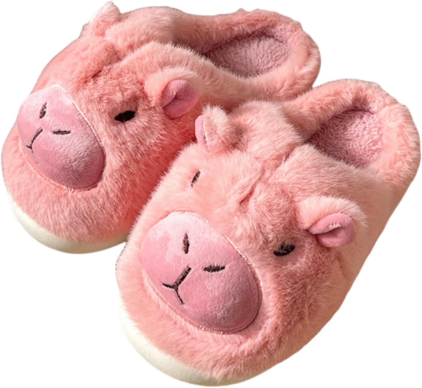

Домашние тапочки с мультяшными животными для мужчин и женщин - мягкие, плюшевые, нескользящие, теплые, для дома и улицы, уютный зимний подарок для всей семьи Generic, розовый
