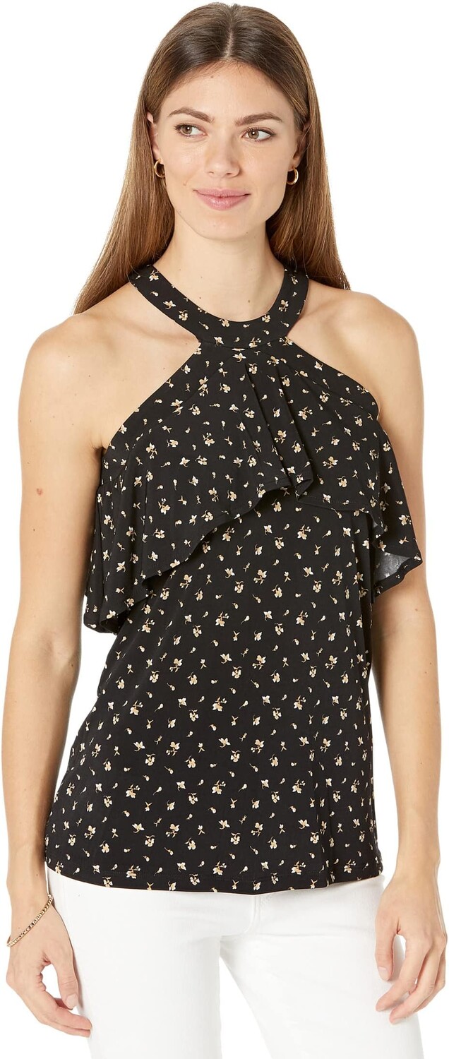 

Топ Michael Kors Floral Flounce Halter, хаки