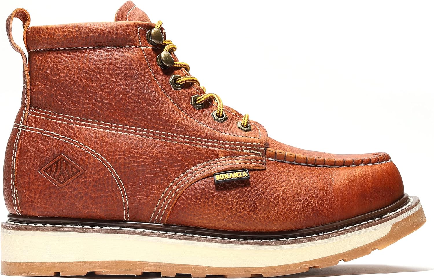 Ботинки для мужчин Bonanza Boots Frontier Dual 6 - премиальная кожа, носок-мокку, стальной носок, легкая двухслойная подошва с комфортной клиновидной вставкой; соответствует стандартам ASTM, светло-коричневый — фото 3