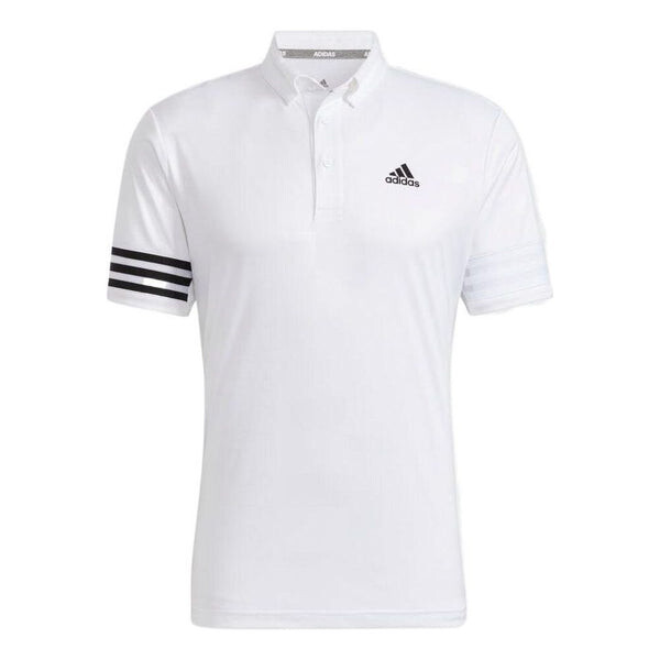 

Футболка men's logo printing stripe button short sleeve polo shirt white Adidas, мультиколор