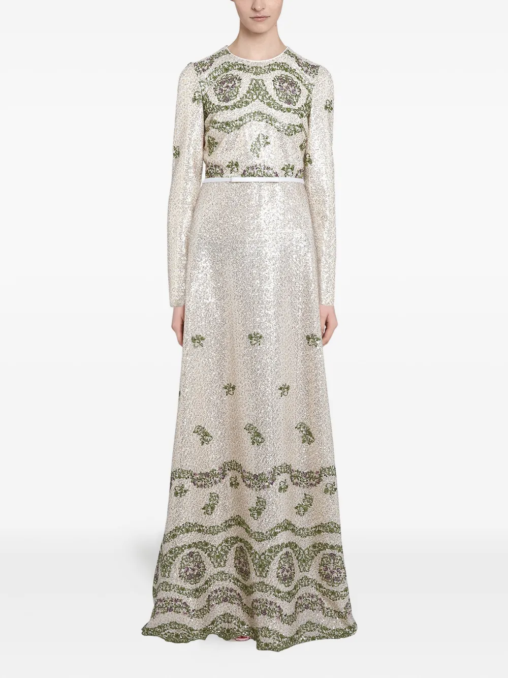 

Платье с вышивкой пайетками Giambattista Valli, серебяный