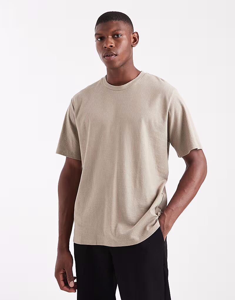 

Футболка в рубчик бежевого цвета Jj Rebel, Бежевый, Футболка в рубчик бежевого цвета Jj Rebel