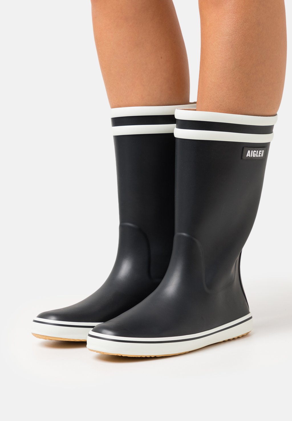 Женские резиновые сапоги Aigle MALOUINE 2 с полосками, темно-синий