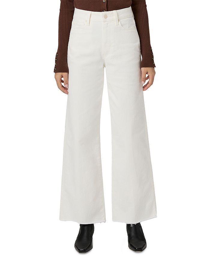 

Anessa Petite Raw Hem Wide Leg Jeans в цвете экрю PAIGE, белый