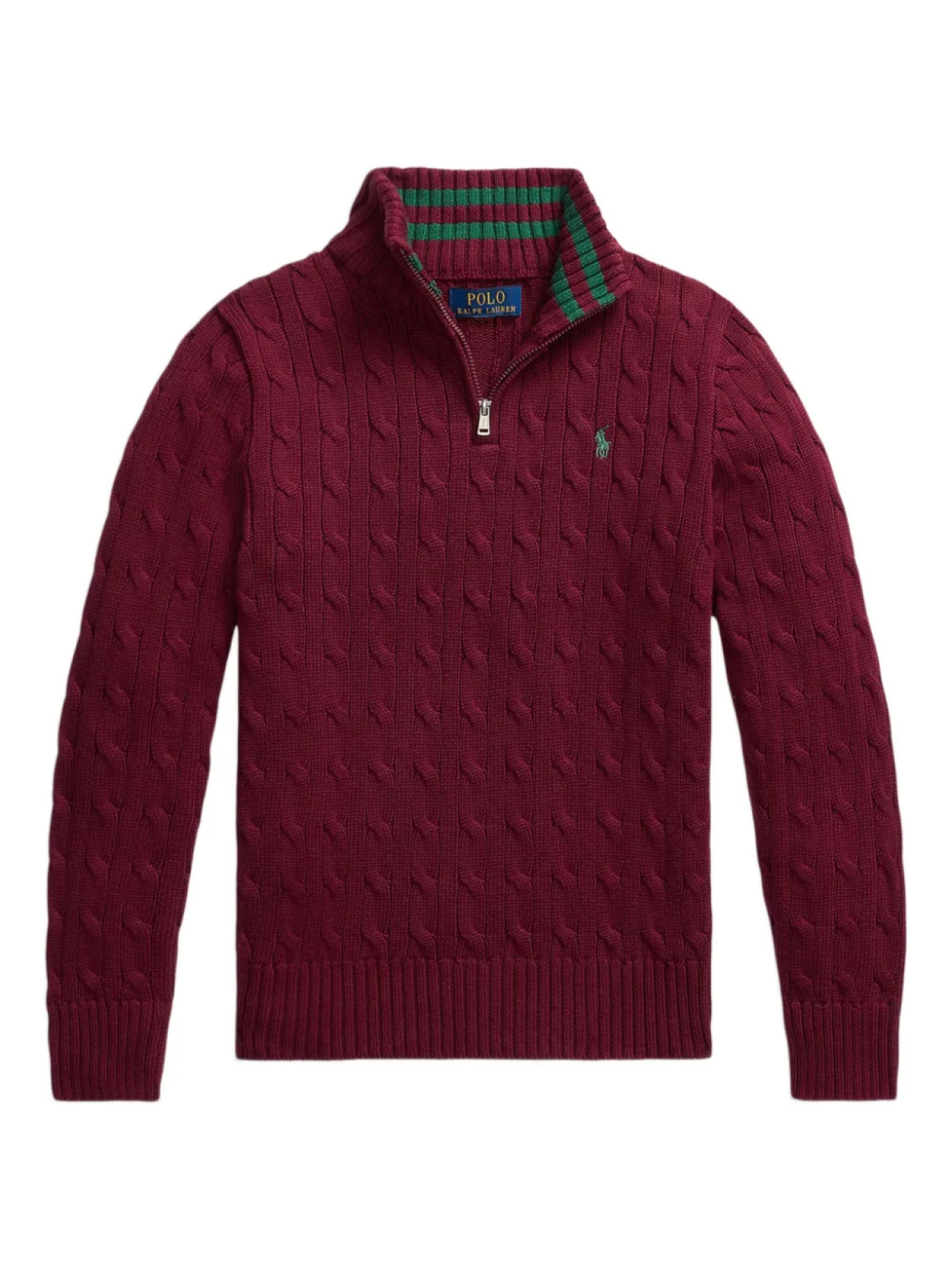 

POLO RALPH LAUREN KIDS свитер с косами и полумолнией, красный