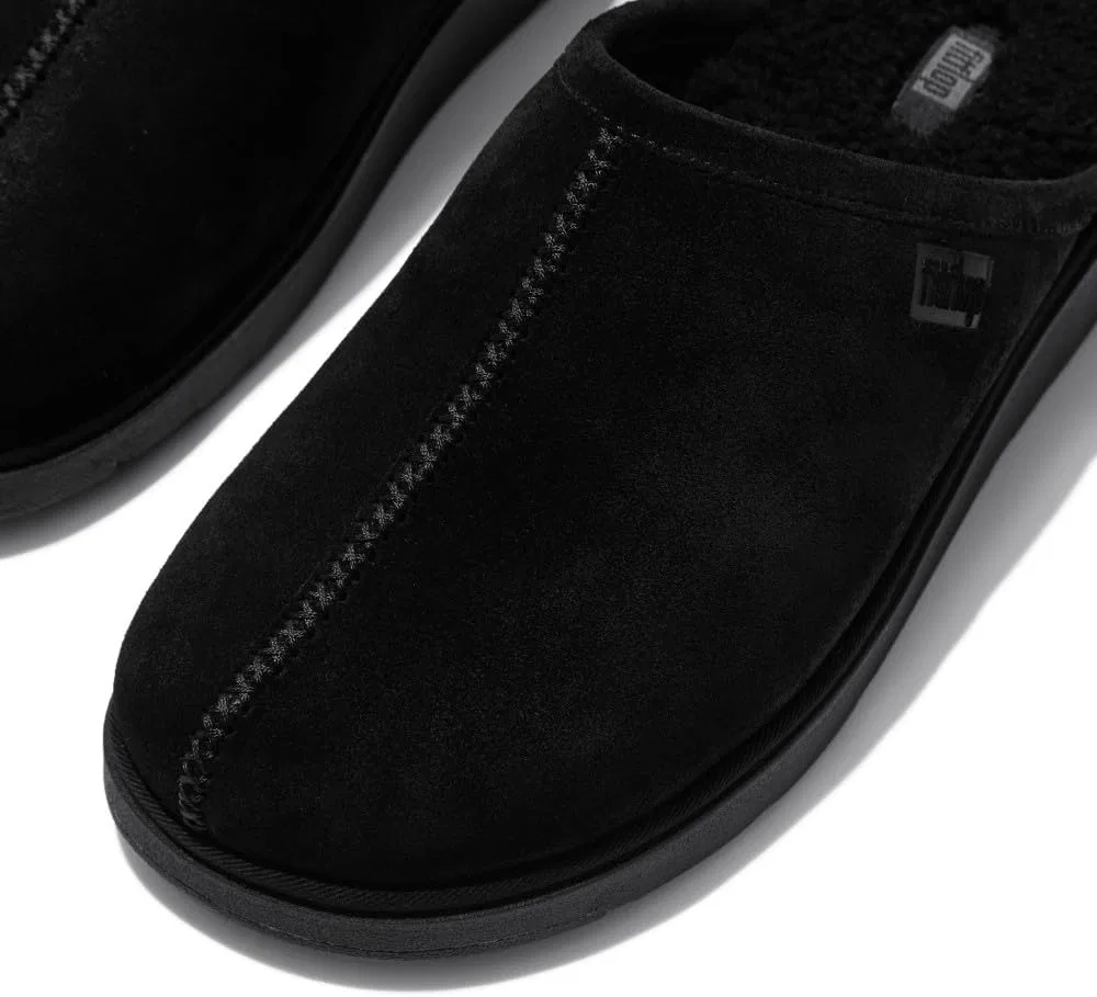 Мужские замшевые тапочки Fitflop Gen-ff с подкладкой из овчины, Black — фото 3