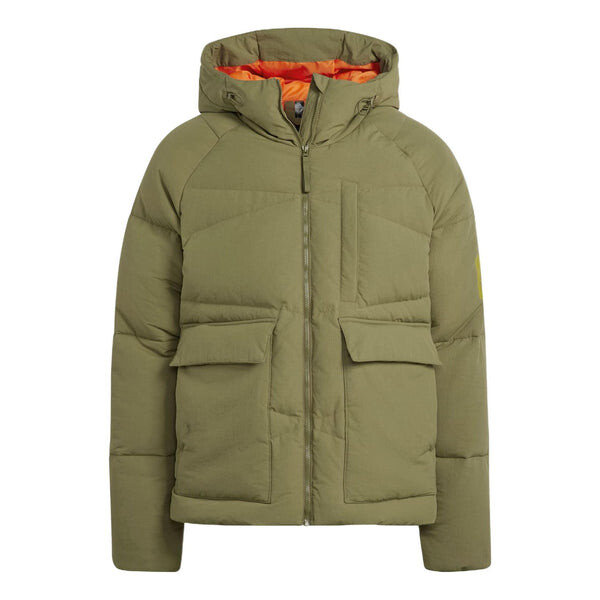 

Пуховик adidas Solid Color Zipper Hooded Down Jacket Men's Green, зеленый