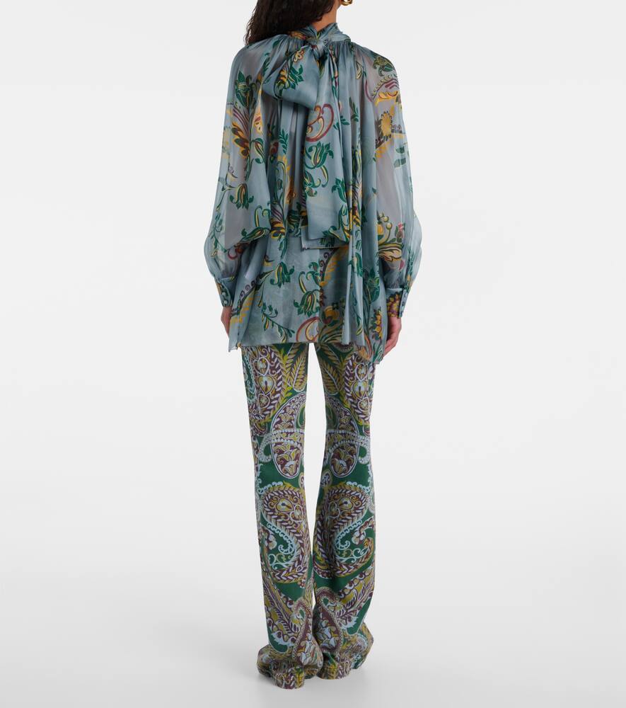 Расписной топ из шёлка с защипами Etro, Print On Pale Blue Base — фото 3