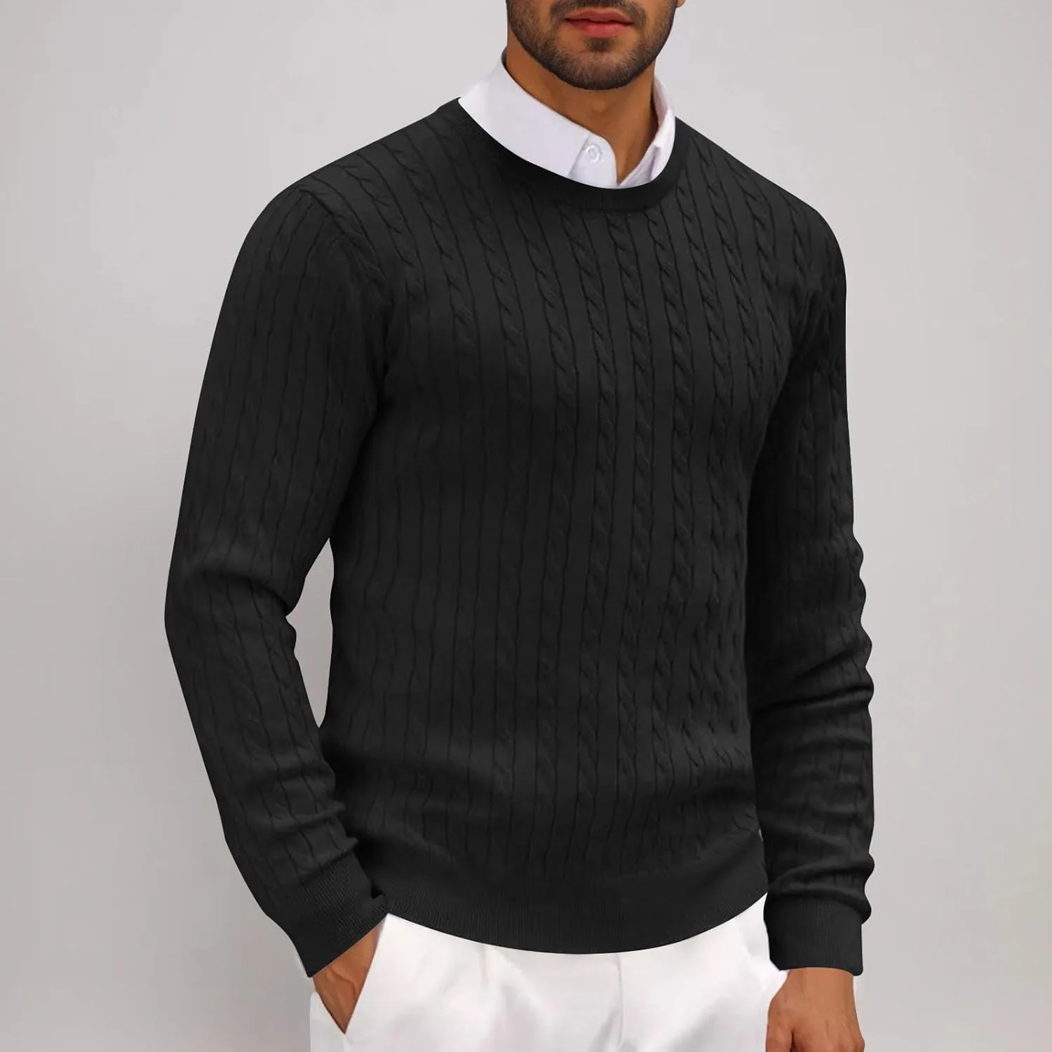 Мужской свитер Slim Fit с кабельной вязкой и узором Twist — фото 2