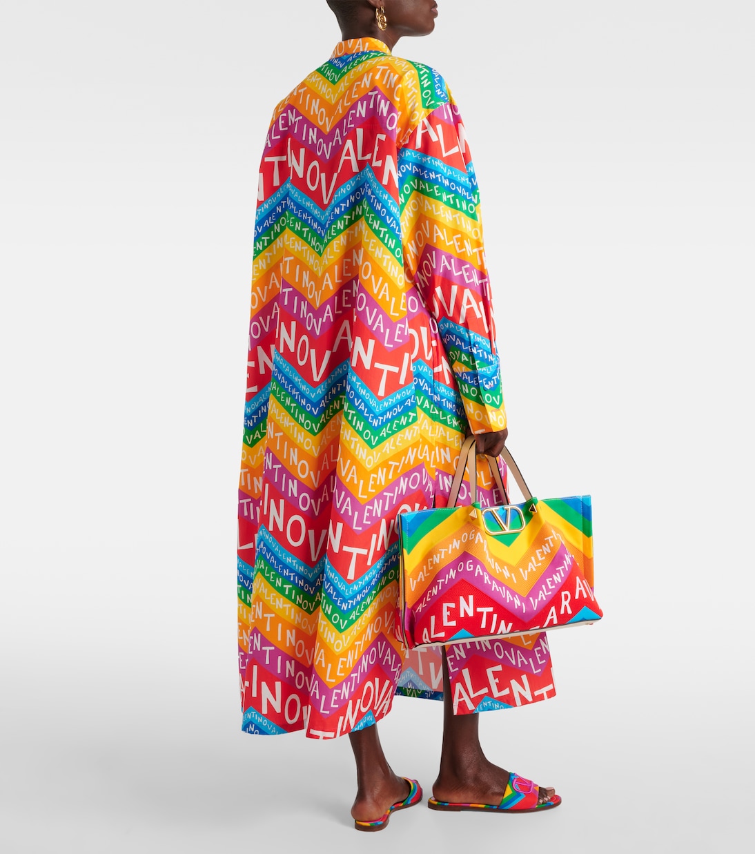 Платье-рубашка из хлопка Valentino Chevron 24 Valentino, разноцветный — фото 3
