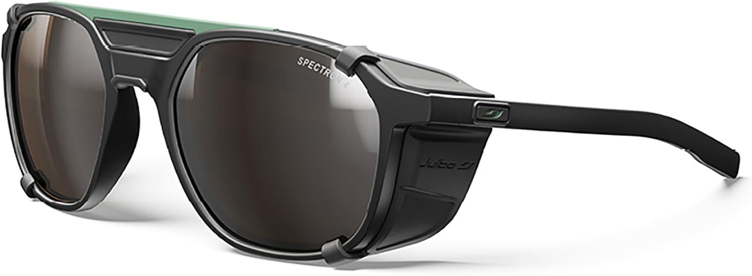 

Очки Julbo Slack Cover Glacier для мужчин и женщин со съемными боковыми щитками для походов, снега/бликов - 100% защита от УФ-излучения, Black / Black Frame - Brown W/ Silver Mirror Lens (Spectron 4)