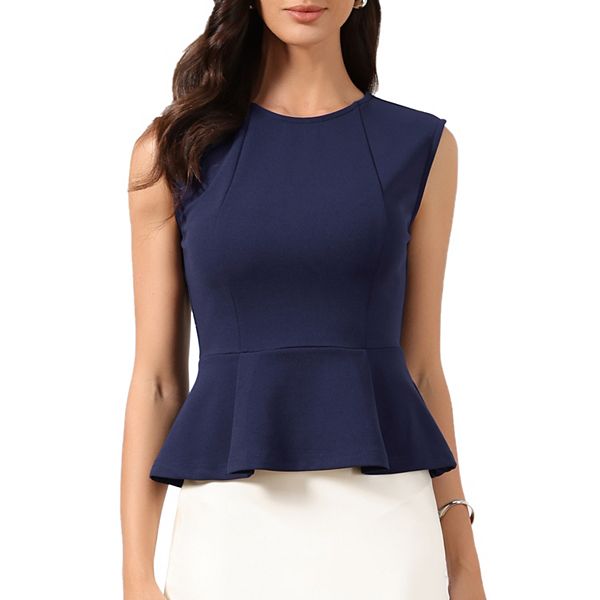 

Женский жилет пеплум с круглым вырезом и расклешенным низом Inspire Chic