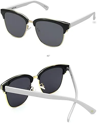 

Солнцезащитные очки в полуободковой оправе для женщин/мужчин, винтажные, без оправы, для вождения, поляризованные, с защитой от УФ-излучения UV400 MTZJH, Black Silver