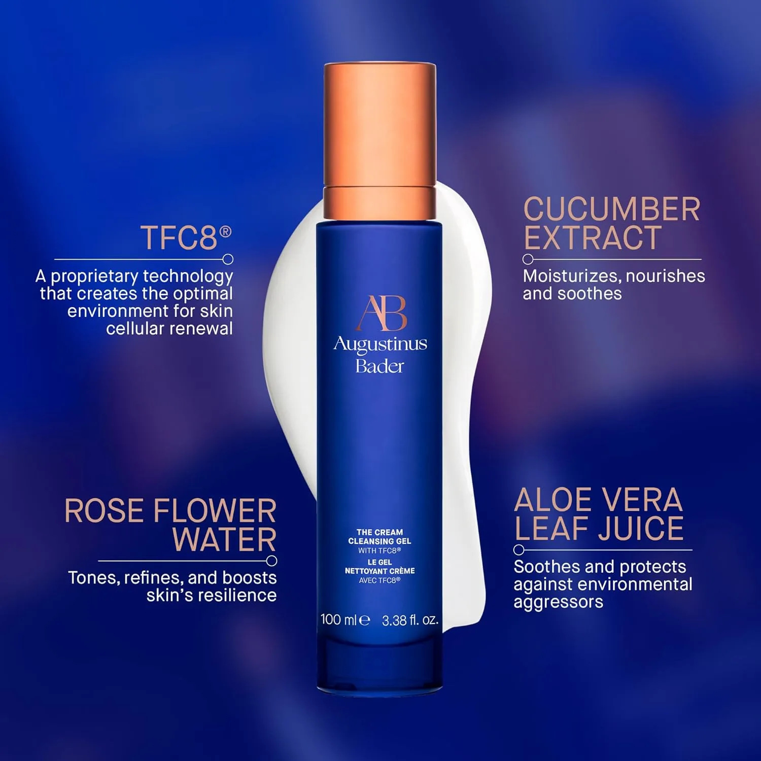 Гель для умывания Augustinus Bader — The Cream Cleansing Gel - нежный увлажняющий очищающий гель для лица, удаляет загрязнения, 29.6 мл — фото 3
