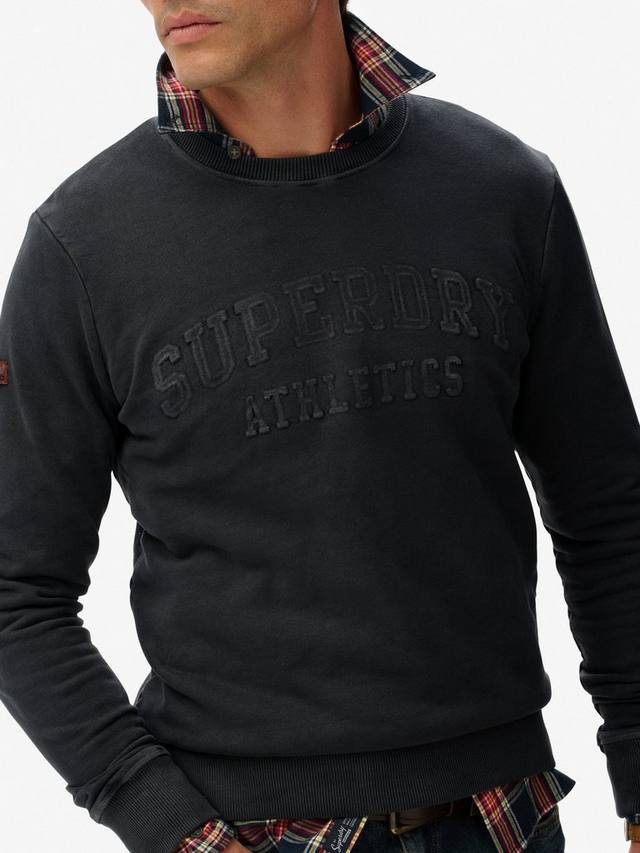 Атлетический тисненый хлопковый свитшот Superdry, Jet Black — фото 4
