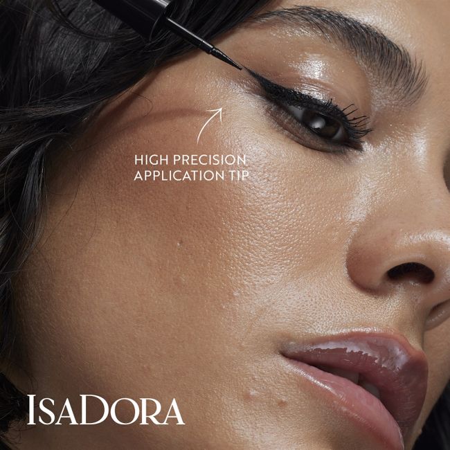 Глянцевая водостойкая жидкая подводка для глаз с ручкой Isadora, цвет chrome black, 2,5 мл — фото 4