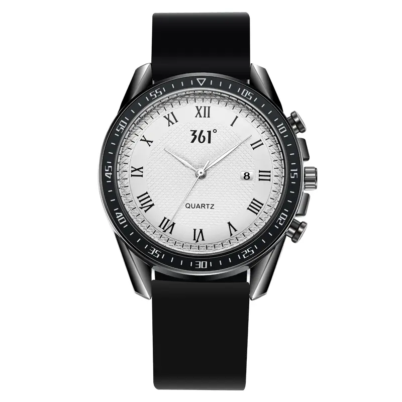 

361° Часы мужские с кварцевым механизмом и силиконовым ремешком, белый циферблат