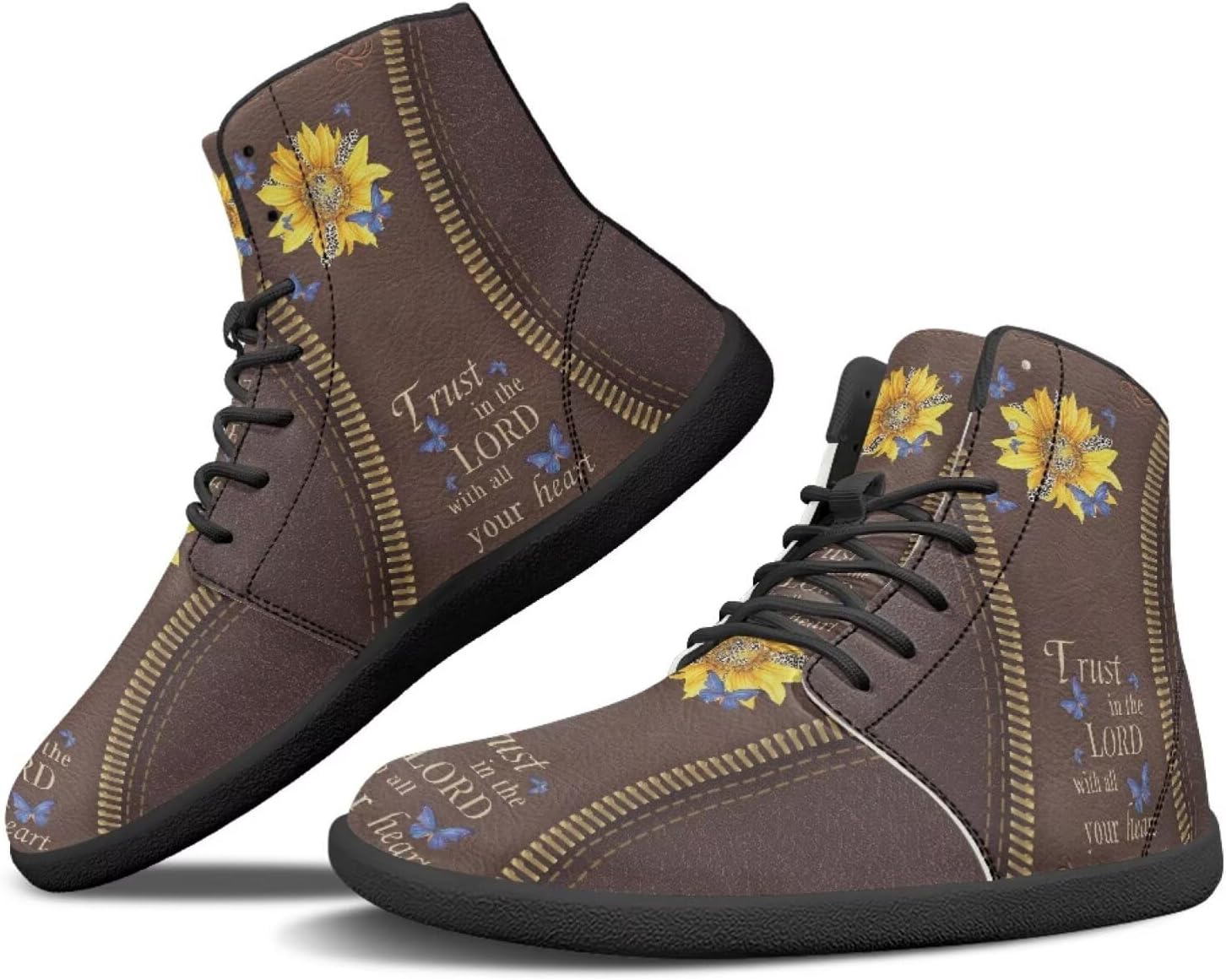 

Кроссовки Binienty с широкой посадкой для мужчин и женщин, минималистичные, обувь для босоногой ходьбы, с нескользящей подошвой и нулевым перепадом, Verse Sunflower Butterfly