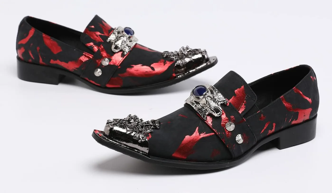 

Мужские классические туфли Santimon из замши и кожи с драконом, черные с металлическим наконечником и одной застежкой, свадебные, формальные лоферы, черный