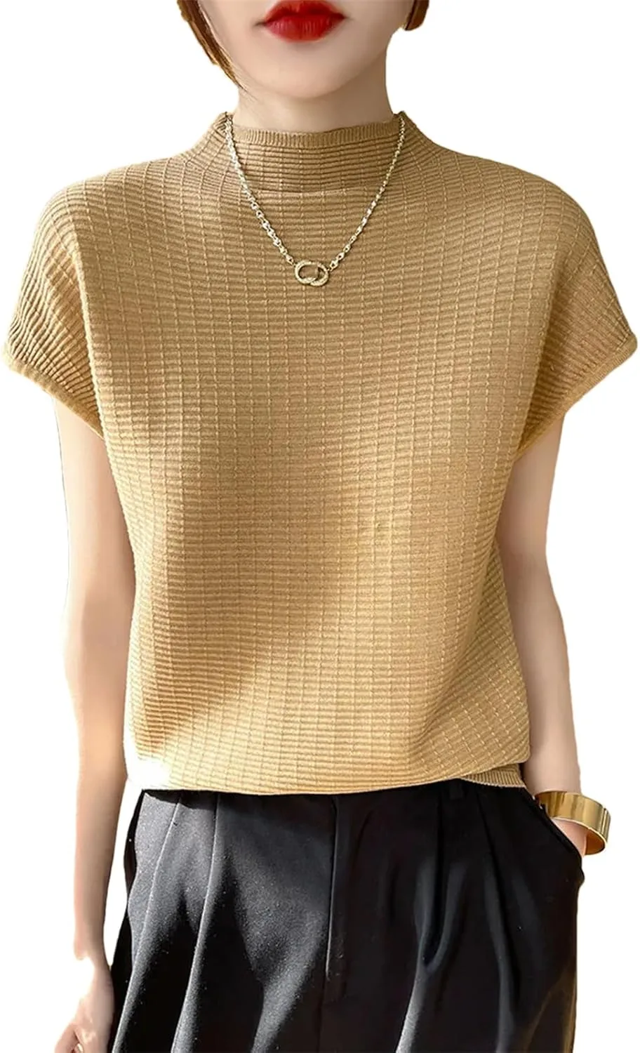 

Женская летняя свободная футболка с круглым вырезом в клетку