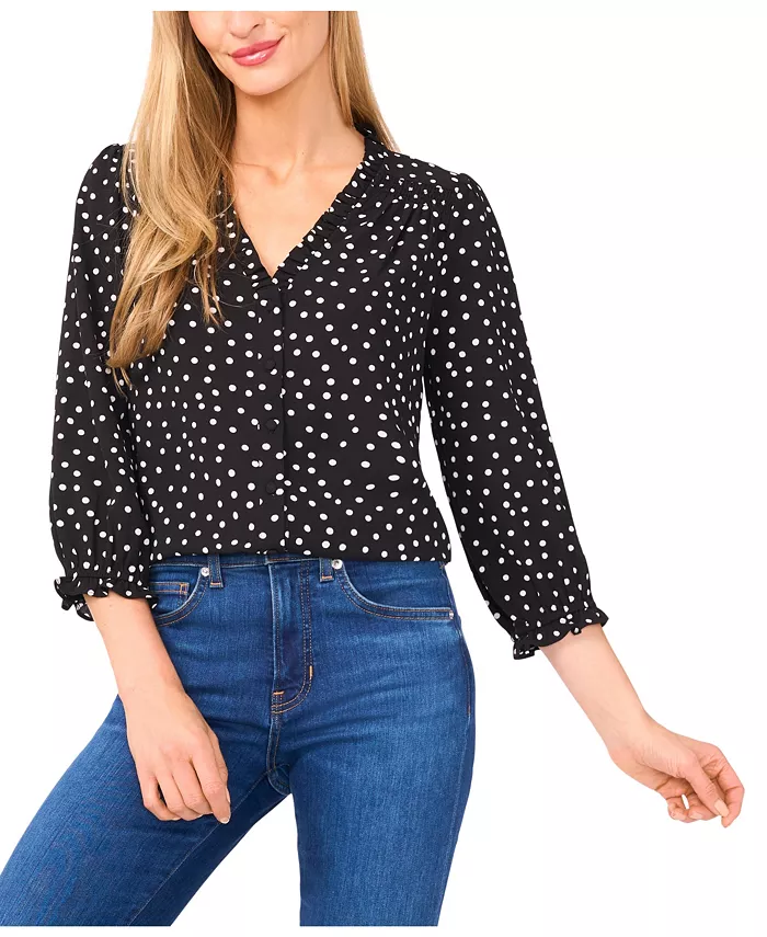 

Женский топ с V-образным вырезом и рукавом 3/4 Cece, черный