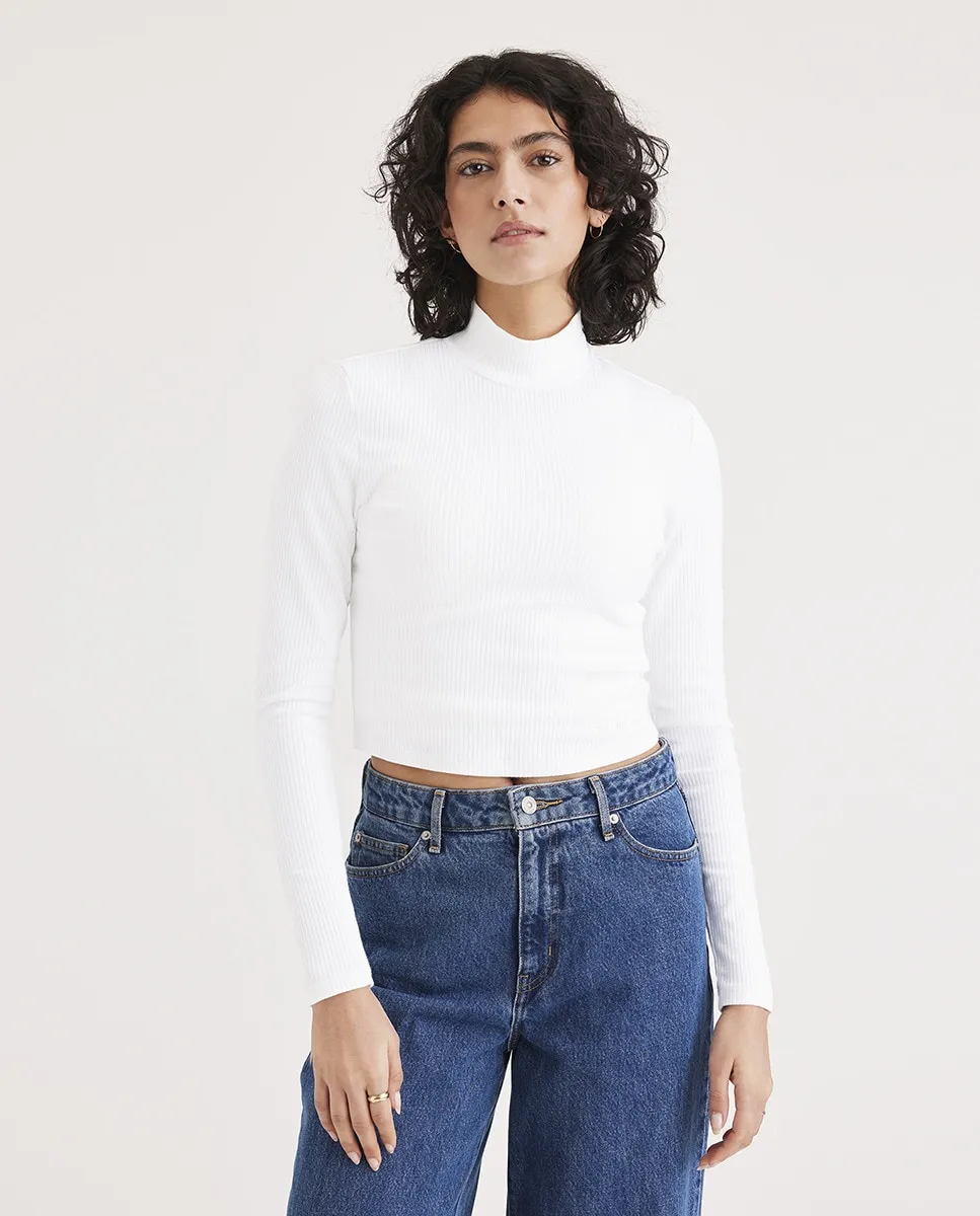 

Женский укороченный топ с длинными рукавами и круглым вырезом Dockers, белый