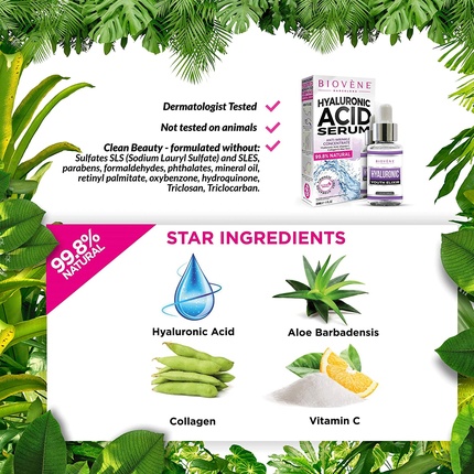 Сыворотка Biovène Hyaluronic Acid Serum Anti-Aging Facial Treatment 30ml — фото 3
