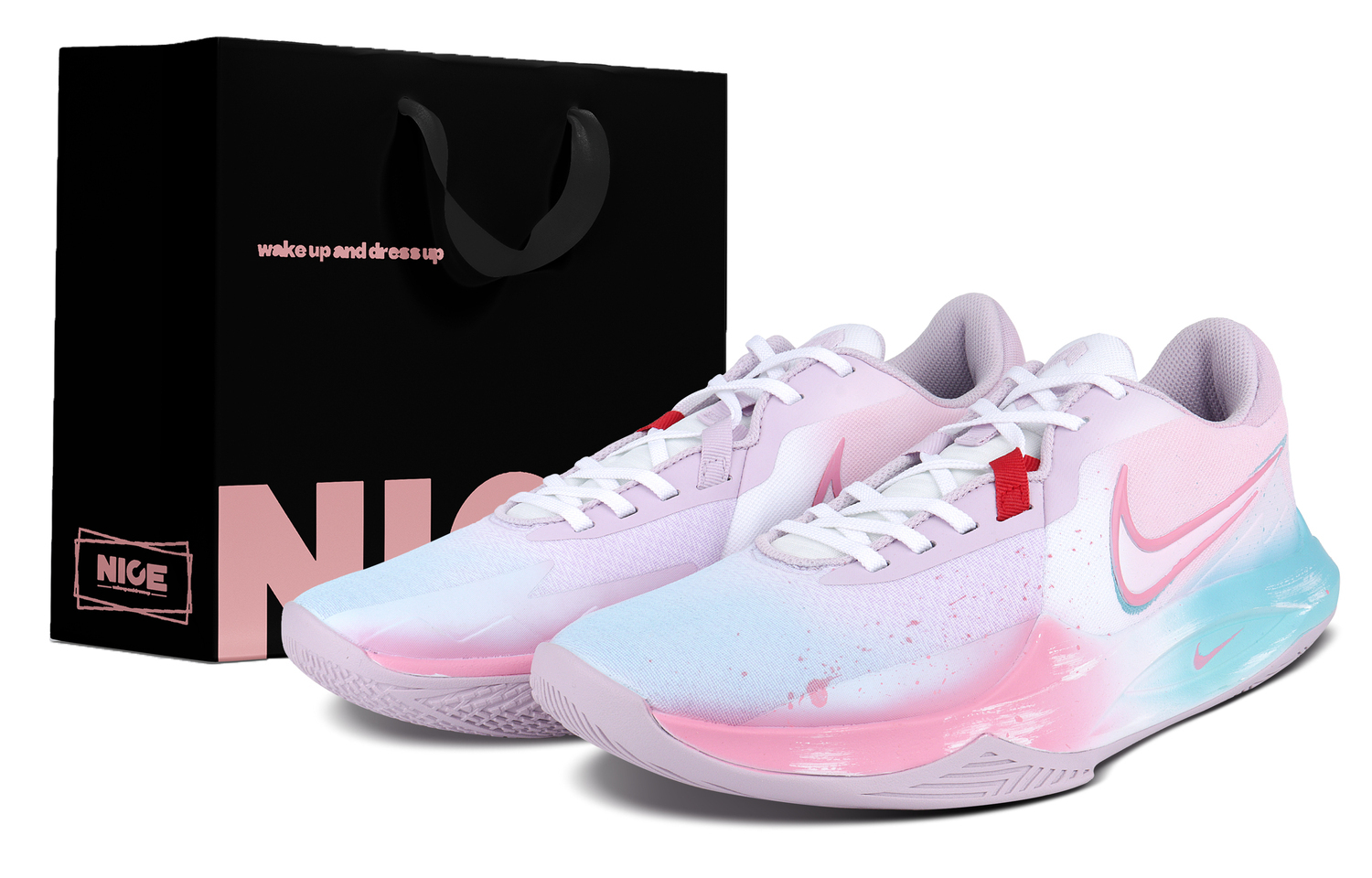 

Nike Точность 6 амортизация, износостойкие низкие баскетбольные кроссовки men's pink