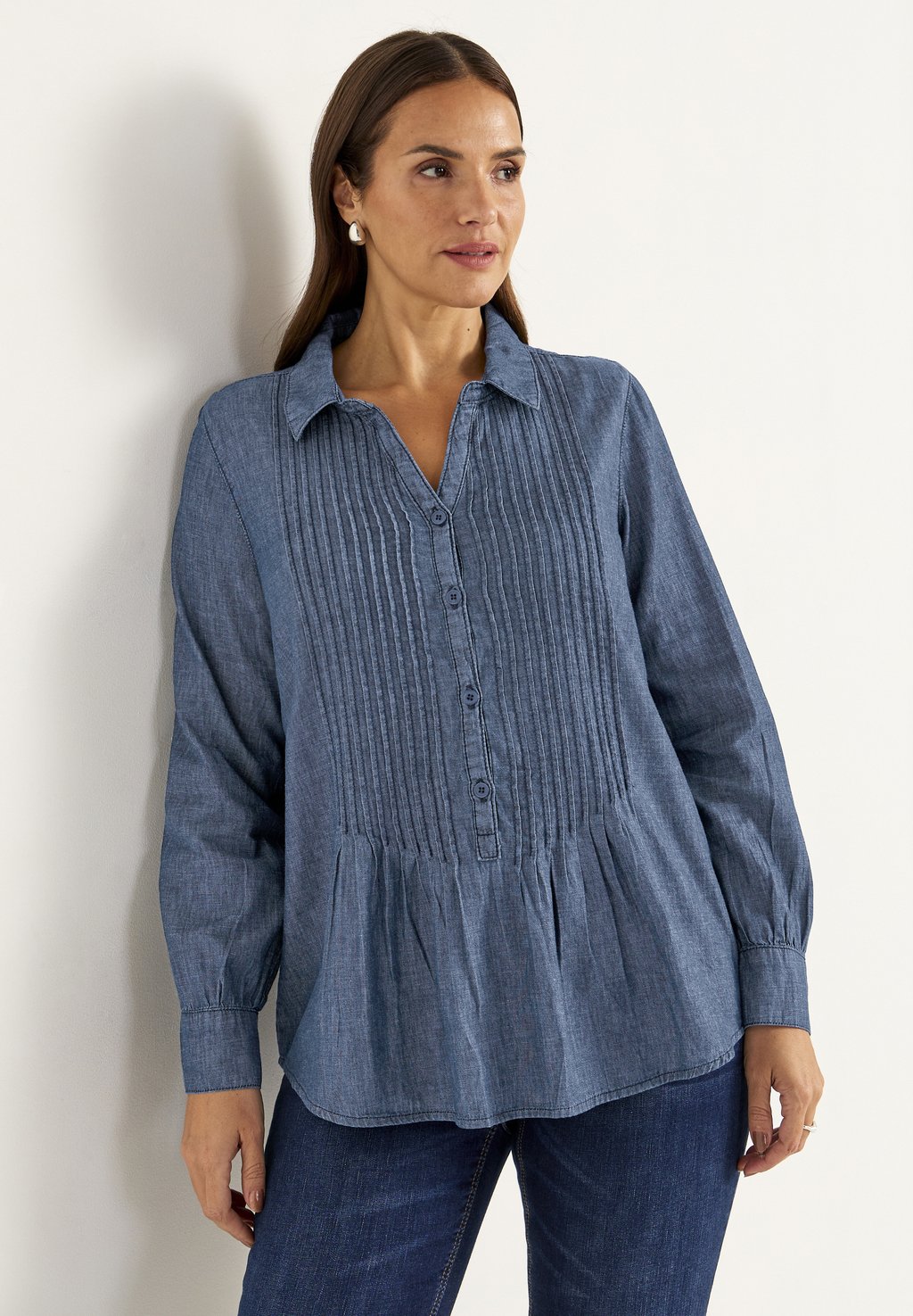 

Блузка на пуговицах WITH SEWN PLEATS Cellbes of Sweden, темно-синий