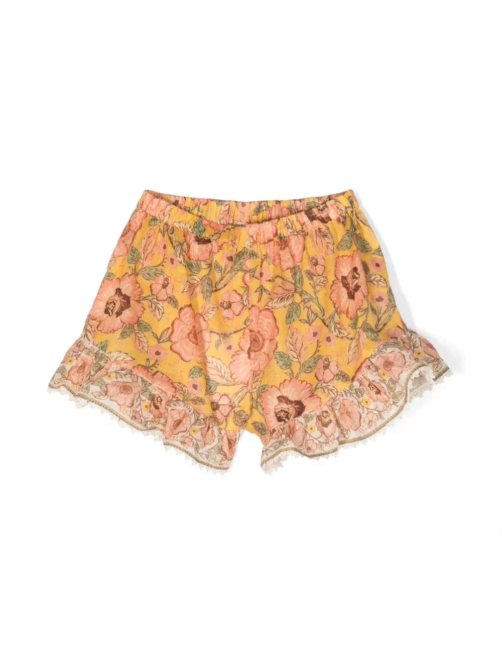 Шорты Джуни с цветочным принтом и оборками Zimmermann Kids, желтый