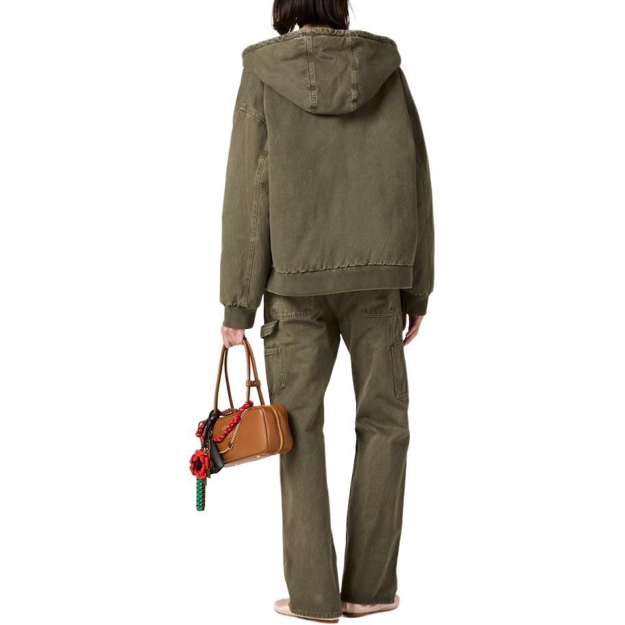 MIU MIU Детализированный худи с молнией, Olive Green — фото 4